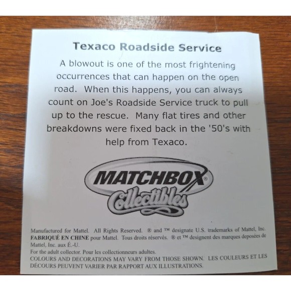 NOS Vtg Matchbox Collectibles 1953 Ford Texaco Roadside Service 2003 No. 783340 - Picture 3 of 7